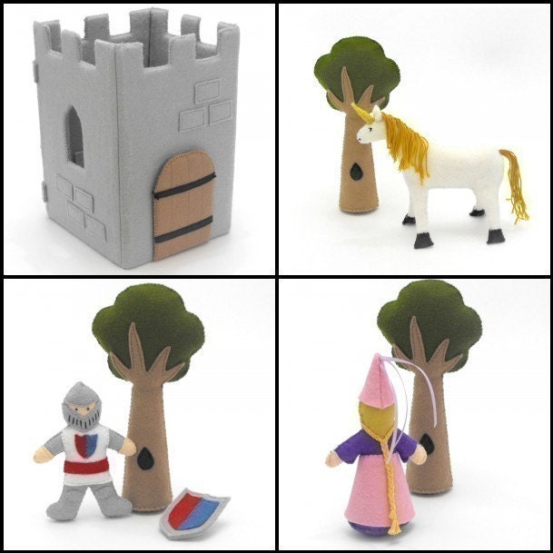 Medieval Castle Play Tote Pattern- Princess, Knight, Dragon, Unicorn, Tree, Castle and Accessories