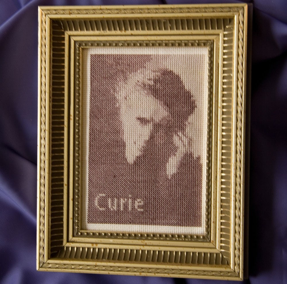 Marie Curie cross stitch portrait pattern
