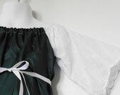 Boutique Peasant Dress. Girls Peasant Dress. Baby Girl Upcycled Clothing. Green and White Dress. Size 12 Months