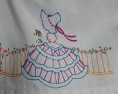 Southern Bell. Girls Spring Dress. Girls Pillowcase Dress. Upcycled Dress. Embroidered Dress.