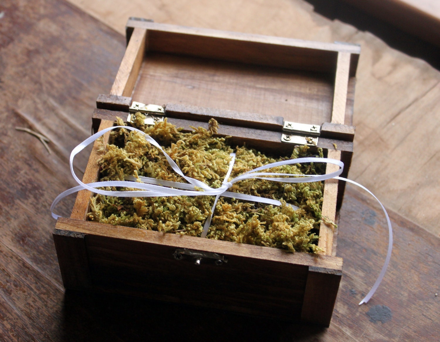 Rustic Woodburned Ring Bearer Box -Birch Forest