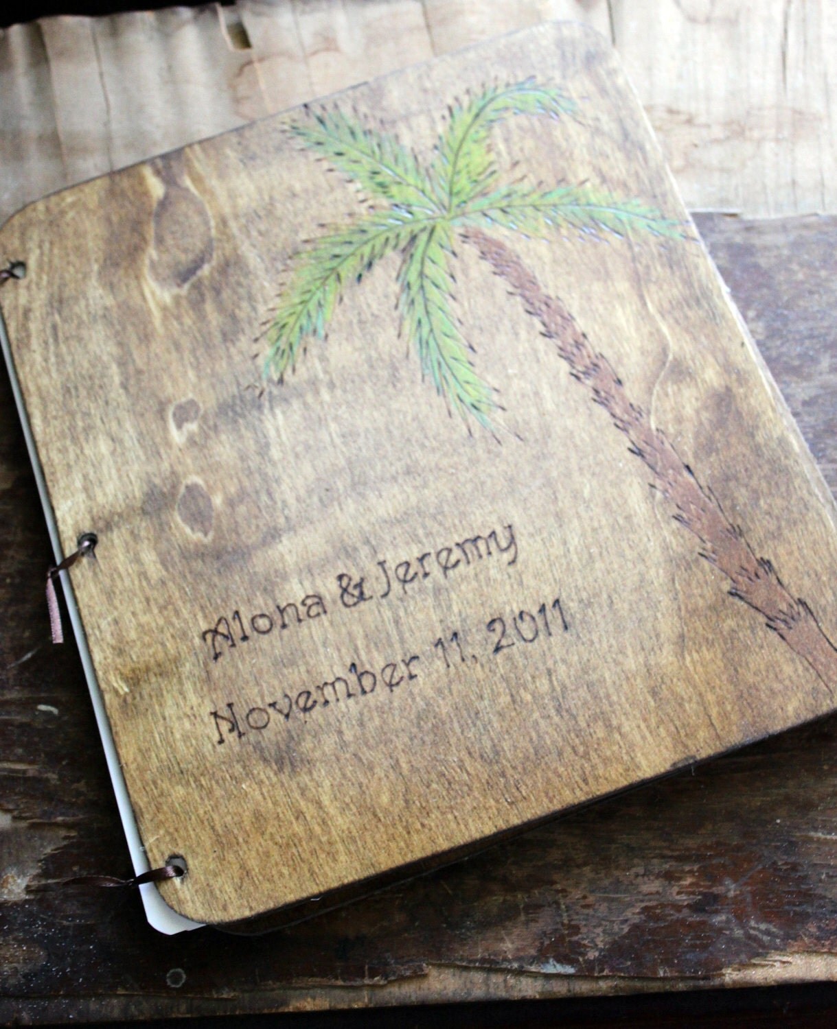 Custom Wedding Guest Book -Palm Tree