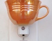 Anchor Hocking Peach Lustre Band Depression Glass Tea Cup Night Light