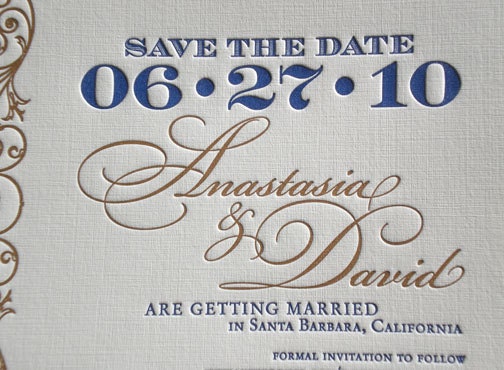 Letterpress Save the Date - Venetian - Sample