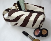 Zebra Print  Box Bag  - Brown Cotton Twill  Lining