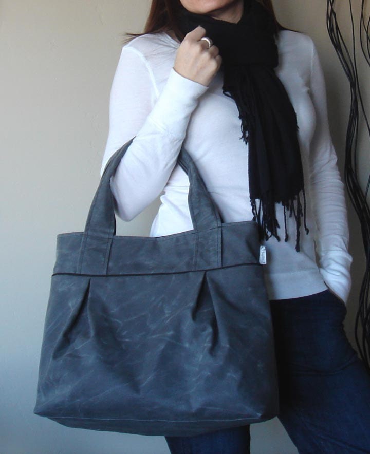 Weekend Tote - Waxed Canvas in Charcoal - reserved for daron7