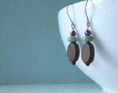 Wood and Turquoise Earrings