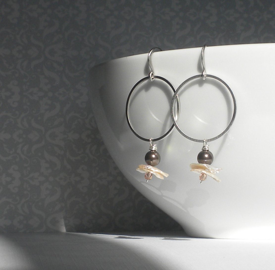 Pearl and Crystal Hoops