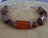 Rainbow Onyx Bracelet with Carnelian and Peach Moonstone