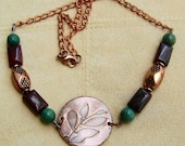 Turquoise Jasper Necklace with Copper Focal and Chain Boho Style