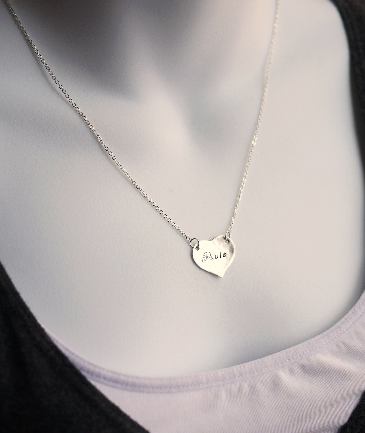 Sterling Silver Heart Necklace with Name, Custom, Personalized Charm Necklace by I Heart This