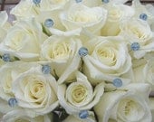 Aqua Jewels Wedding Bouquet Jewelry Flower Pins Light Blue 50 stems Round or Bicone
