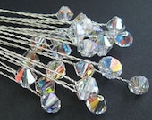 Wedding Bouquet Jewelry 8mm Swarovski Crystal Jewels BICONE 24 stems