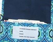 Coupon or Purse Organizer Blue Green Floral Geometric