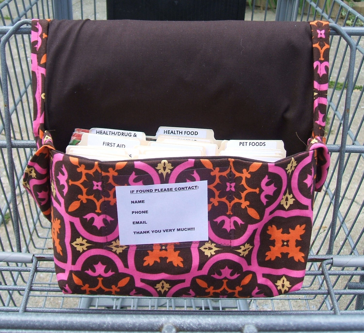 Mega Large Coupon Organizer Pink and Brown Geometric Brown Lining