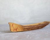 Miniature Carved Canoe Model