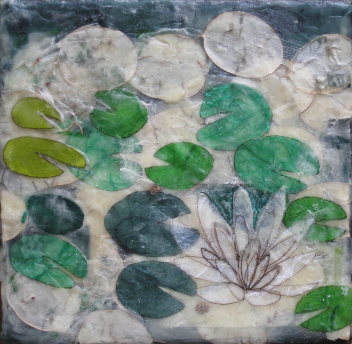 Still Waters II, framed art, original encaustic