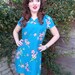 Vintage Blue Hawaiian Day Dress. Luau Cocktail Dress. VLV. Mini Dress