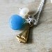 Yacht Club Necklace Brass Sailboat Charm Cornflower Chalcedony Pearl Junde Birthstone Sterling Silver polestar