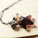 Crystal Starfish Necklace Silver Burgundy Pendant