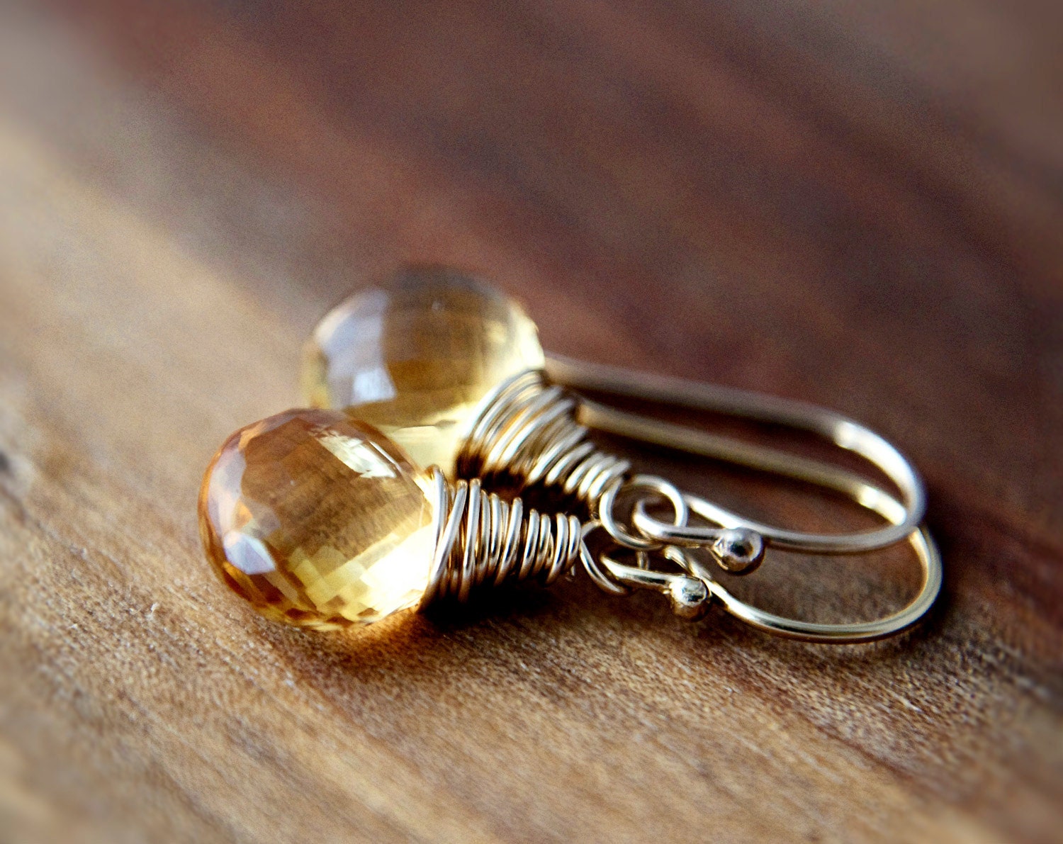 Citrine Gold Drop Earrings Gemstone Jewelry November Dangle Fall Fashion PoleStar