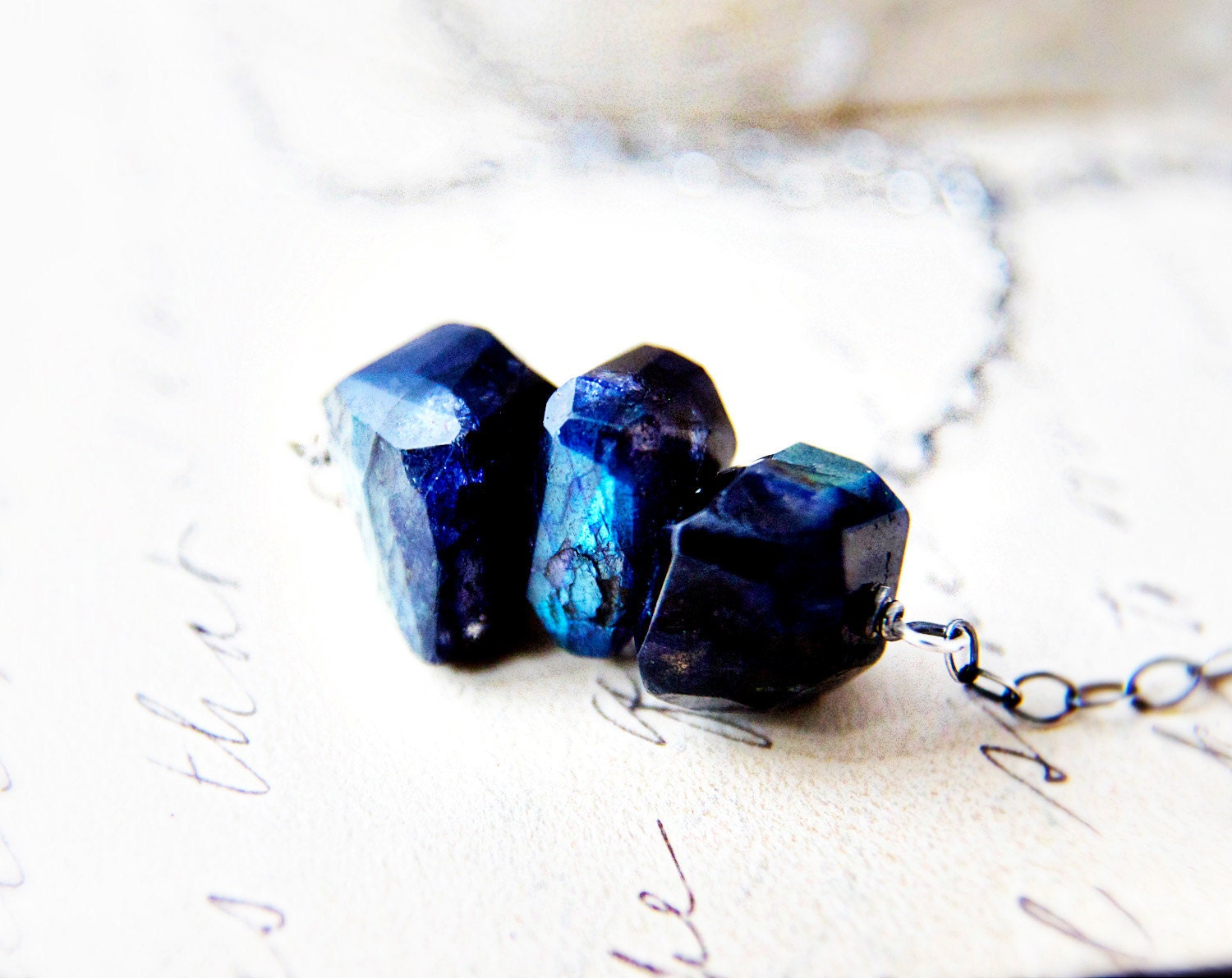 Spectrolite Nugget Necklace Gemstone Jewelry Minimal Geometric Pendant Sterling Silver Labradorite Fashion Sodalite Under 50 Gifts