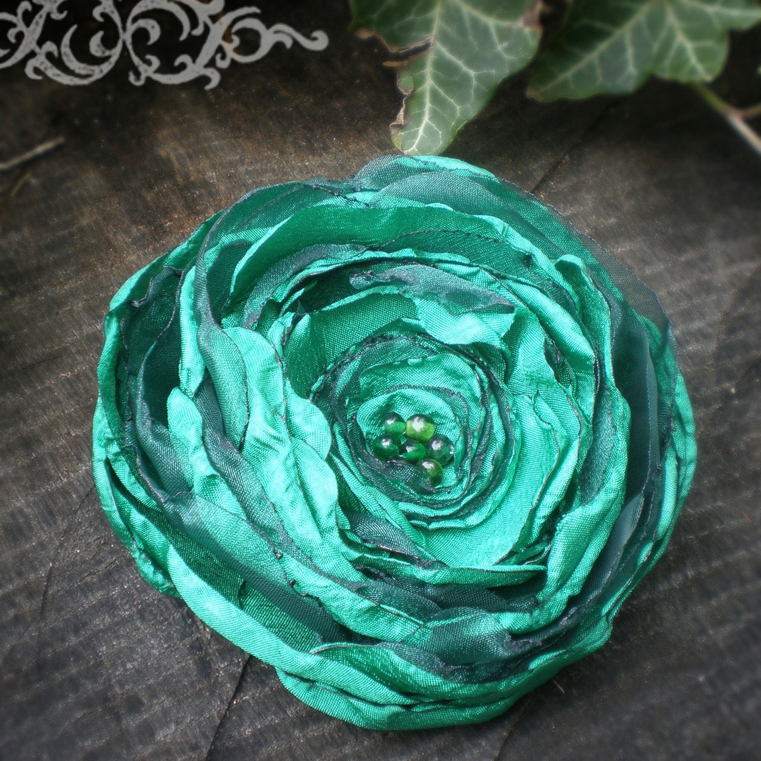 Irish Green Flower Hair Clip and Brooch--Made to order