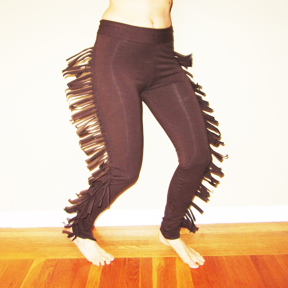 Cotton Lycra Fringe Skinny Pants - Leggings