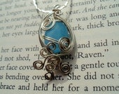 Blue Aventurine, sterling silver, pendant, wire Wrapped Jewelry