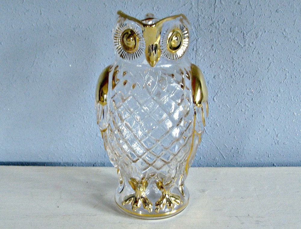 Golden Owl Pitcher ...vintage formosa glass