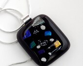 Fused Glass Jewelry, Fused Glass Pendant Necklace STAR NIGHT, Dichroic Fused Glass Pendant, Fused Glass Necklace