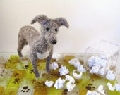 I Apologize - Flat Note Card / Postcard with I'm Sorry Poem - Needle Felted Greyhound Dog SALE