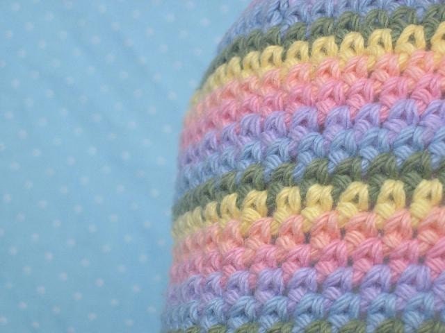 Rachel's Rainbow, pastel rainbow stripe beanie style baby hat