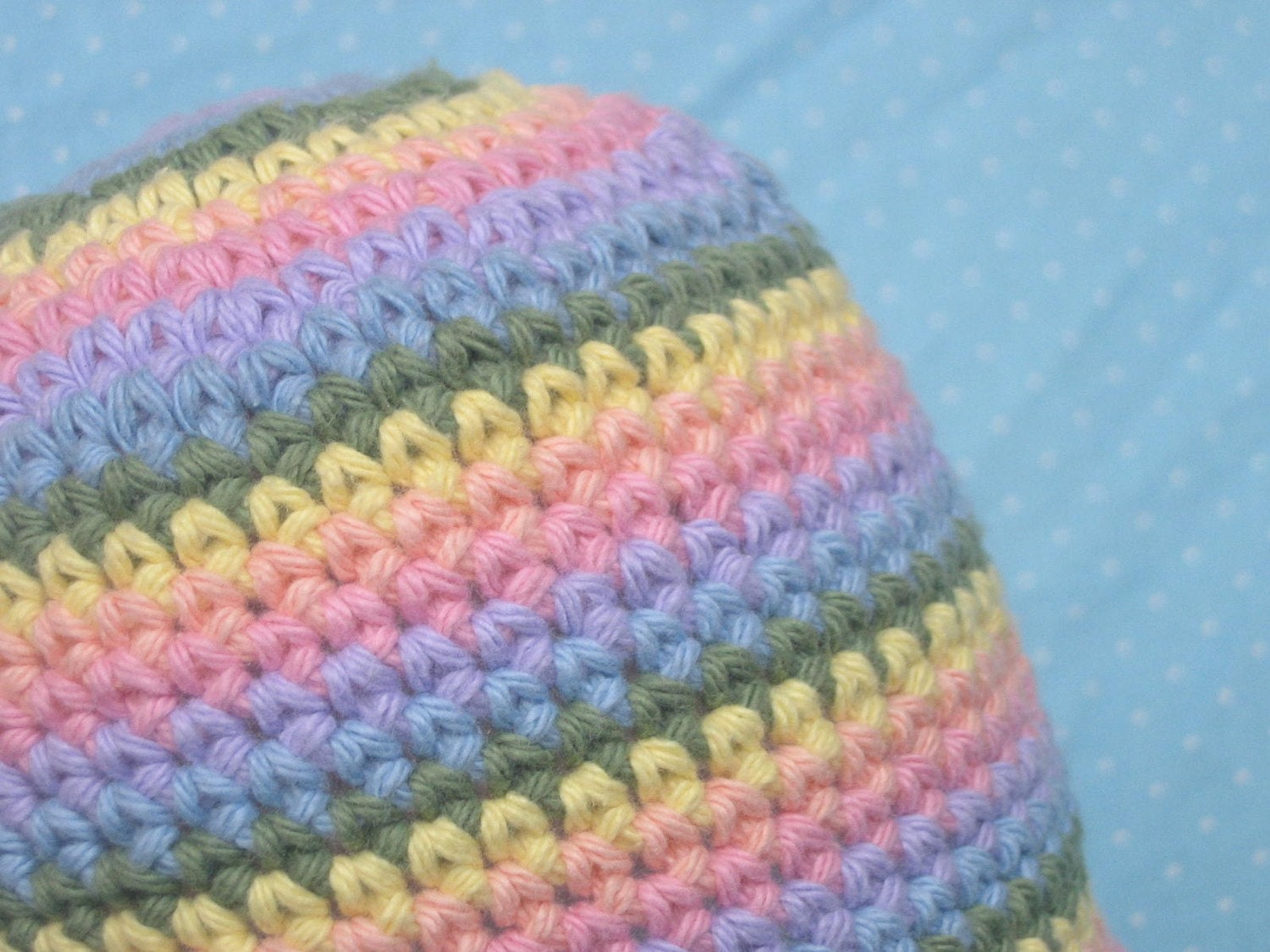Rainbow Striped Hat in Pastel Colors for a Toddler Girl