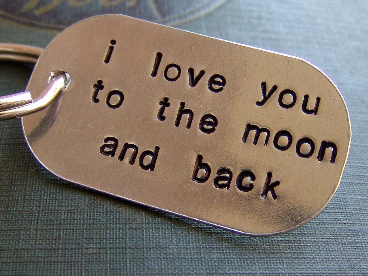 Hand Stamped Keychain...i love you to the moon and back