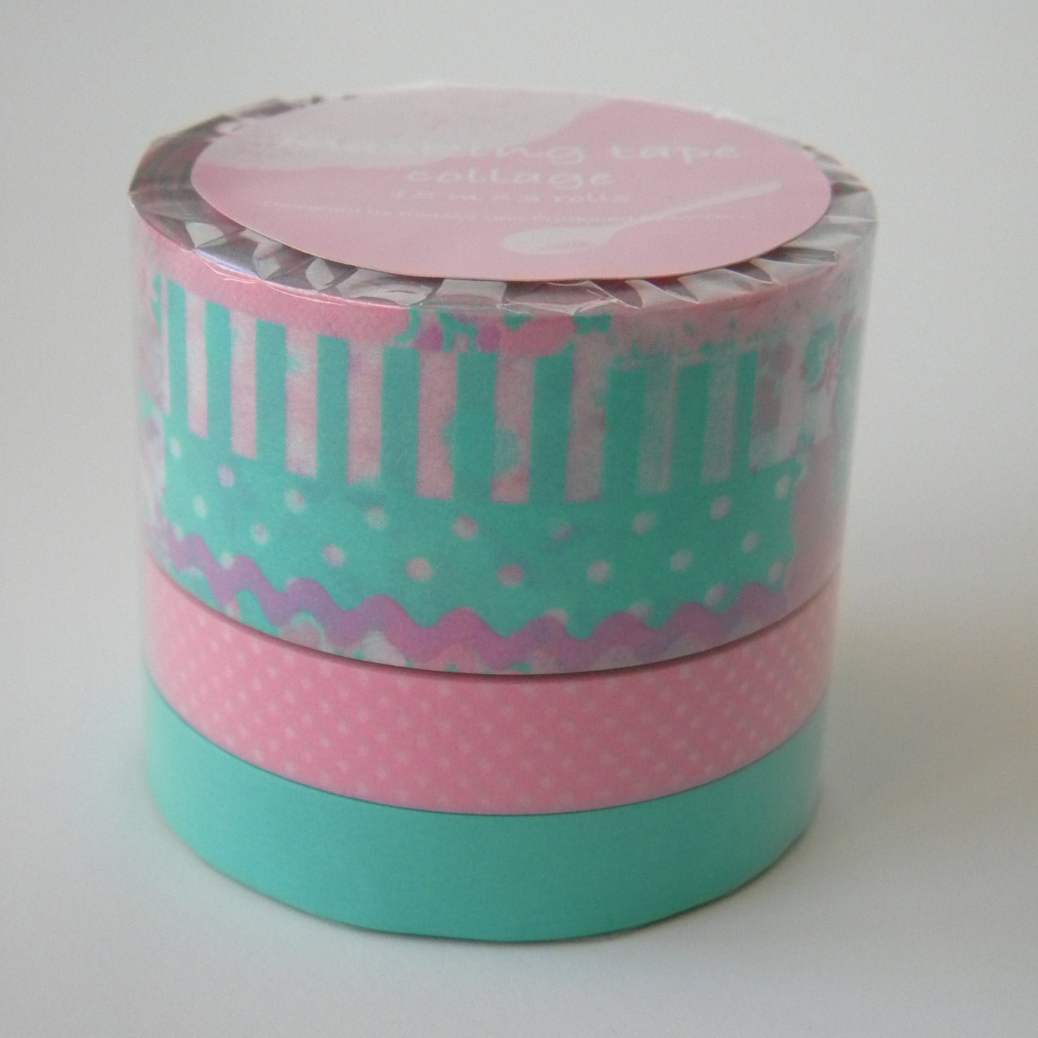 Masking Tape, Mint and Pink, Japanese Washi, Collage, Set of 3