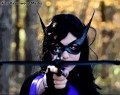 Striker - black leather masquerade mask