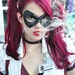 Harley Quinn cosplay costume - black leather mask - Supermask Made to Order