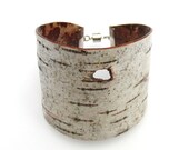 Medium size birch bark cuff bracelet, Woodpecker Hole