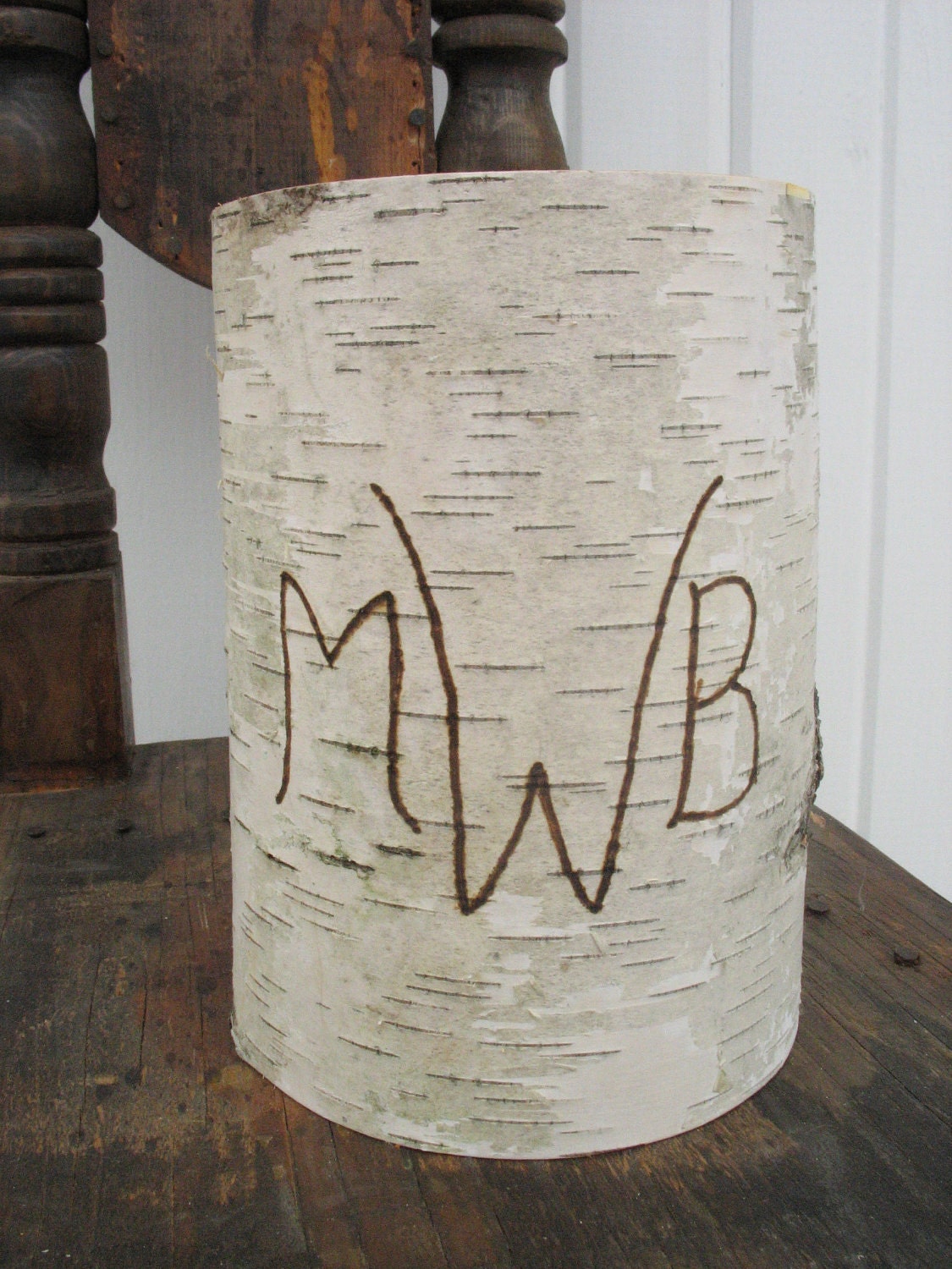 Sale, Collection of 5 birch bark vases/candle holders