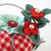 Pincushion Pail with Blossoms in Red Gingham