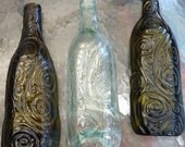 Upcycled wine bottle serving tray with scroll design on back - cheese tray - spoon rest - recycled - birthday // bridal shower gift
