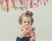 4th of July Fabric Banner, Fringe Garland, Photo Prop or Decore