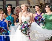 Glorious Peacock Garden Bridal Package with PURPLE and TURQUOISE accents custom created for Sharon - 50% Deposit Listing