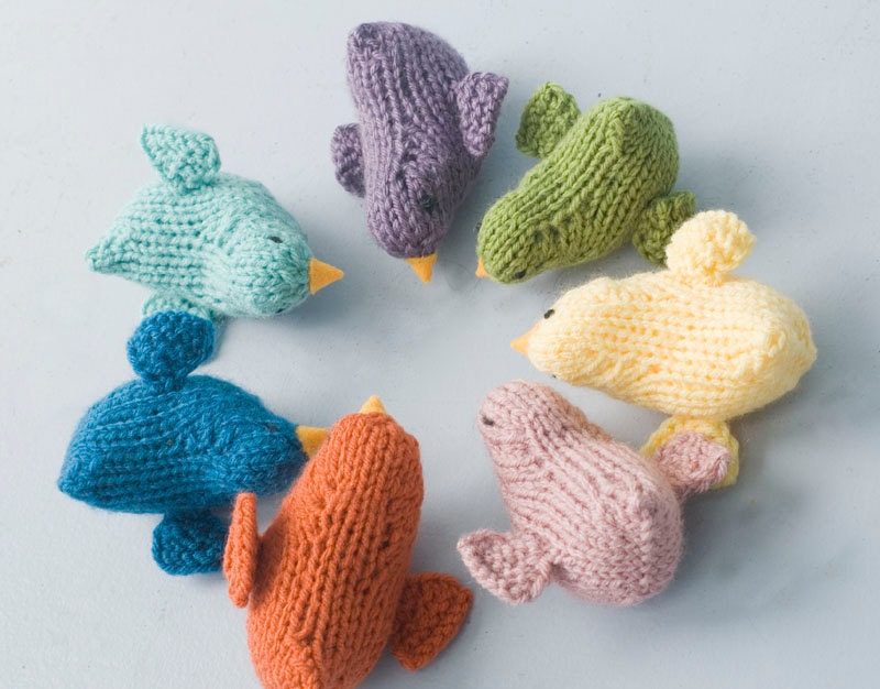 Two Knit Bird Toys, Choose Colors, Nursery Decor, Stuffed Toy, Waldorf Toy