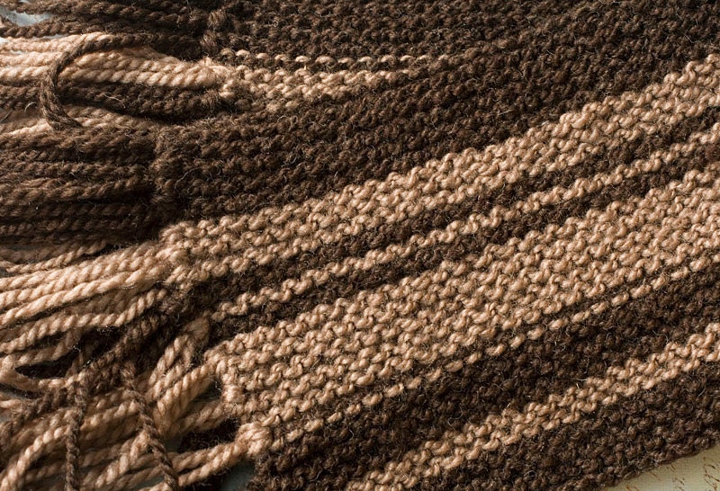 Mens Scarf, Brown Stripes, Hand Knit Scarf., Unisex Scarf
