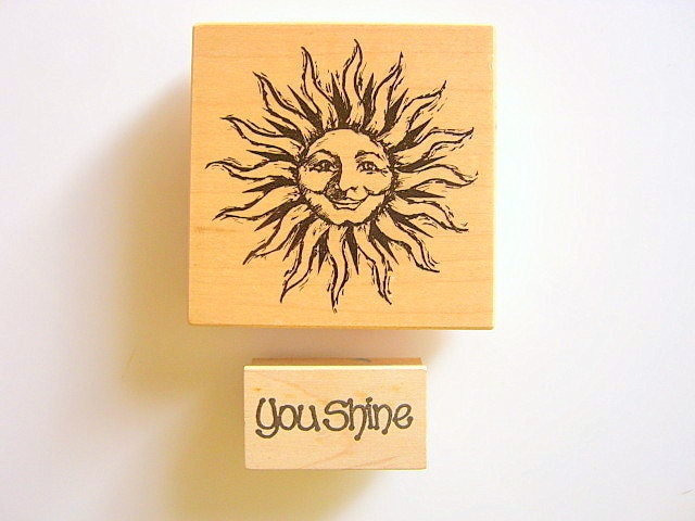 Wooden Rubber Stamp Sunshine Set of Two