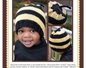 Bumble Bee Hat (in 3 sizes) Pattern PDF