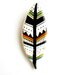 Multicolor hand painted feather brooch - yellow , orange and blue geometric pattern air-dried clay