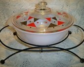 Vintage Fire King Mid Century Modern Casserole Warmer
